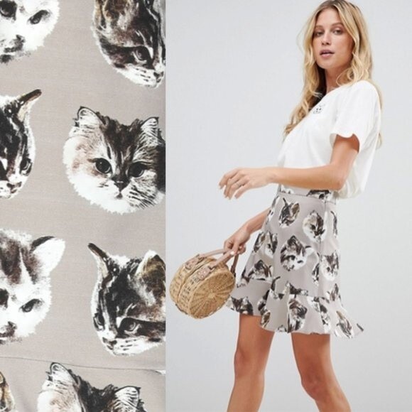 ❤︎ Paul & Joe Sister ❤︎ Cat Print TINA Skirt - Picture 1 of 6